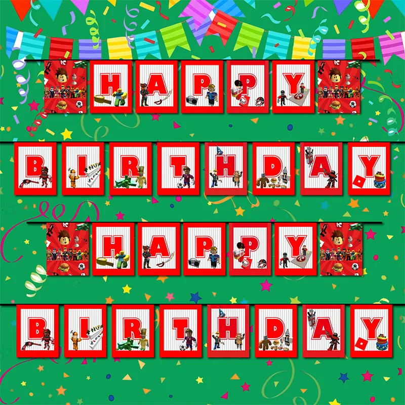 Roblox Birthday Party Decorations Robot Banner Baby Shower DIY Party Supplies Tableware Gift Bag Backdrop Banner Boys