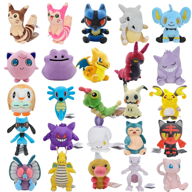 

New Pokemon Plush Toy Cartoon Cute Dragonite Mew Mewtwo Snorlax Lucario Anime Figure Stuffed Dolls Kid Birthday Christmas Gift