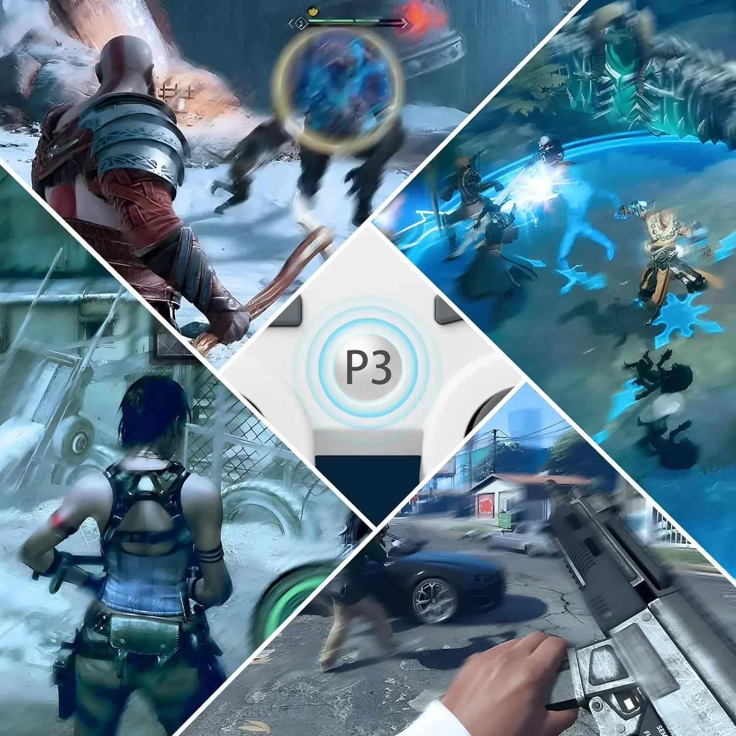 GAMINJA-وحدة تحكم لوحة ألعاب لاسلكية ، بلوتوث ، دعم محطة اللعب 3 ، وحدة تحكم عصا التحكم ، لوحة ألعاب للتحكم عن بعد قابلة لإعادة الشحن