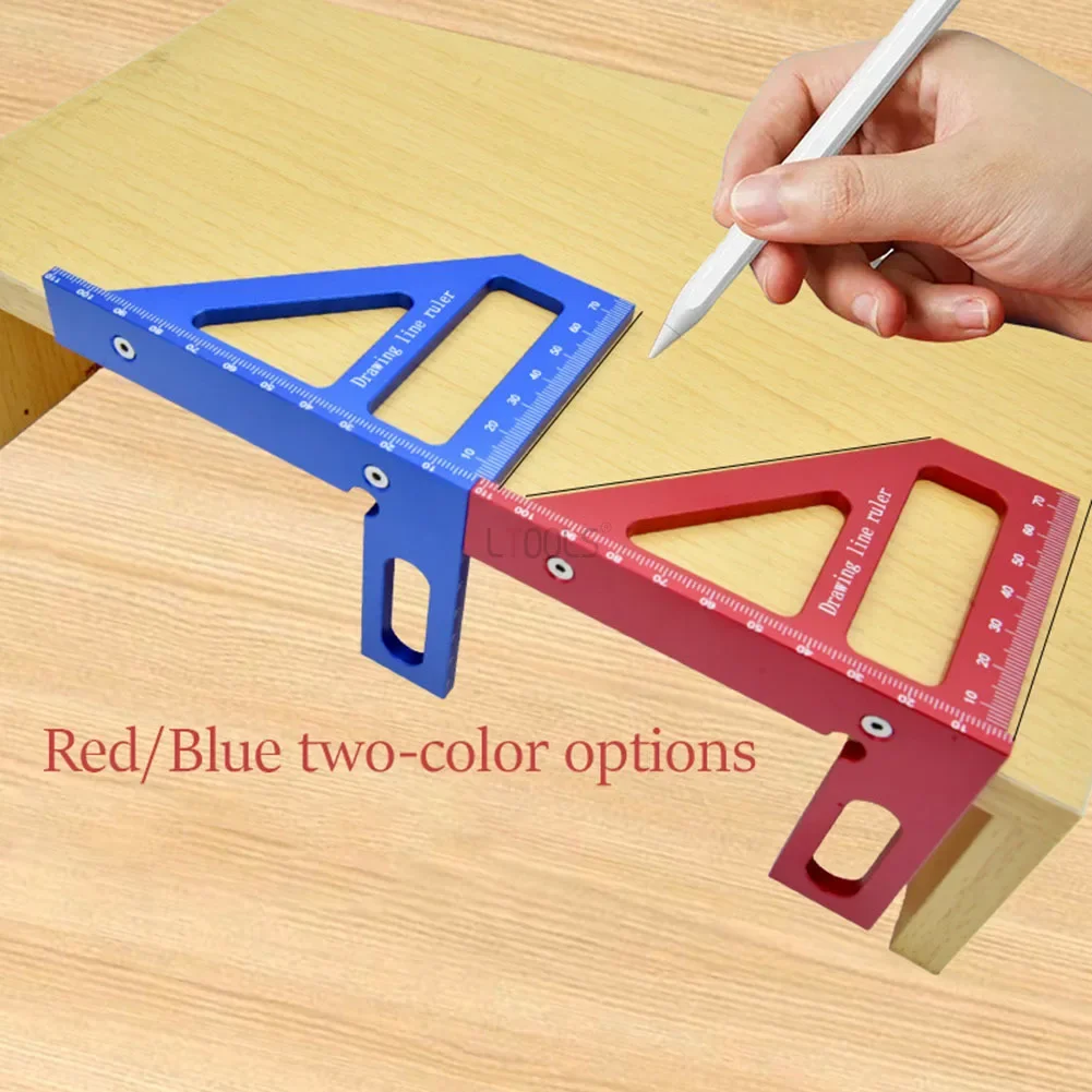 Carpenter Square -Woodworking Square Protractor Aluminum Miter Triangle Ruler 3D Multi Angle 45/90 Degree Layout Measuring Ruler