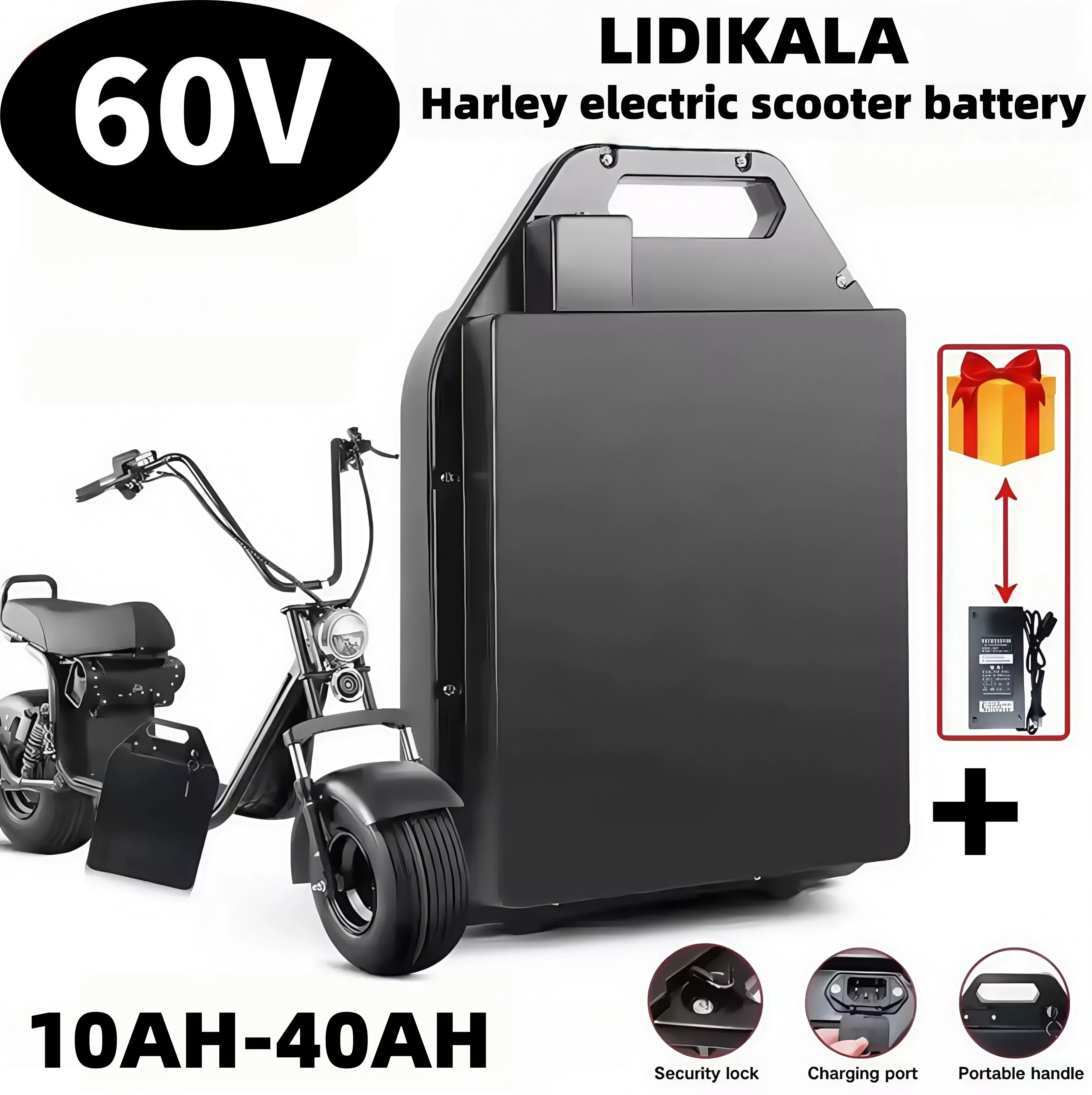 Lufttransport, Citycoco Akku 60V 20AH-100AH Harley Motorrad wasserdichter Lithium-Akku mit integriertem 40AH BMS