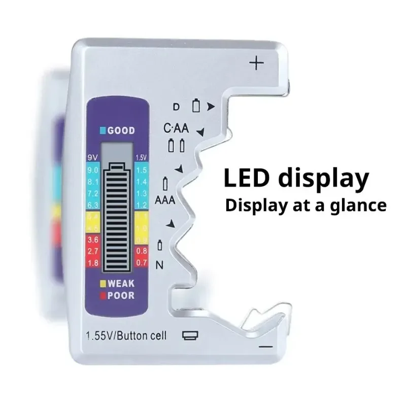 Digitaler Batterietester C D N AA AAA 9V 1,5V Knopfzellen-Kapazitätsprüfer LCD-Display Kapazitäts-Diagnosetool