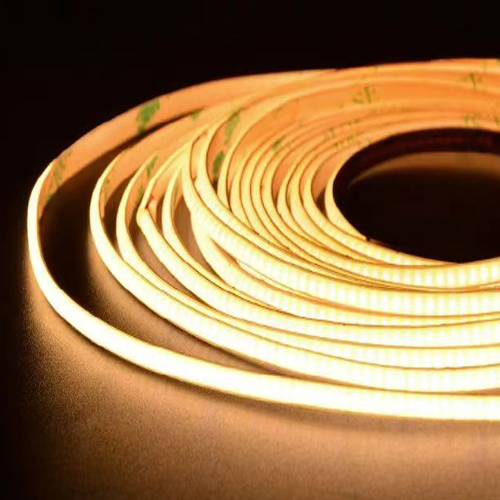 Super Bright FOB Single Color COB LED Strip Light Flexible 4MM PCB Width Ultra Thin Neon Tape For Kitchen Cabinet Room Decor 12V