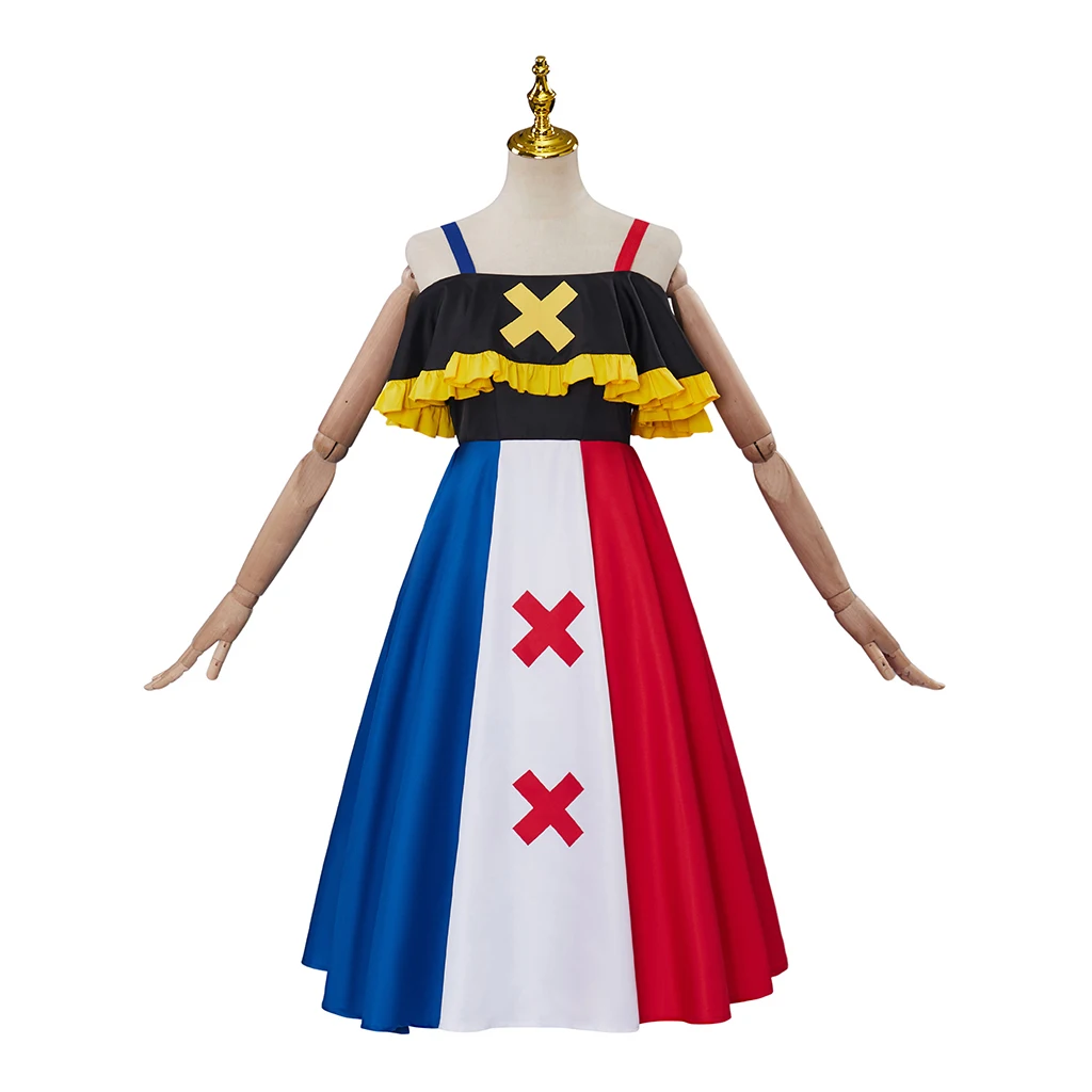 

L'Manberg Flag Dress Cosplay Costume Dream SMP L Manberg Color Block Suspender Skirt Adult Women Halloween Party Outfits