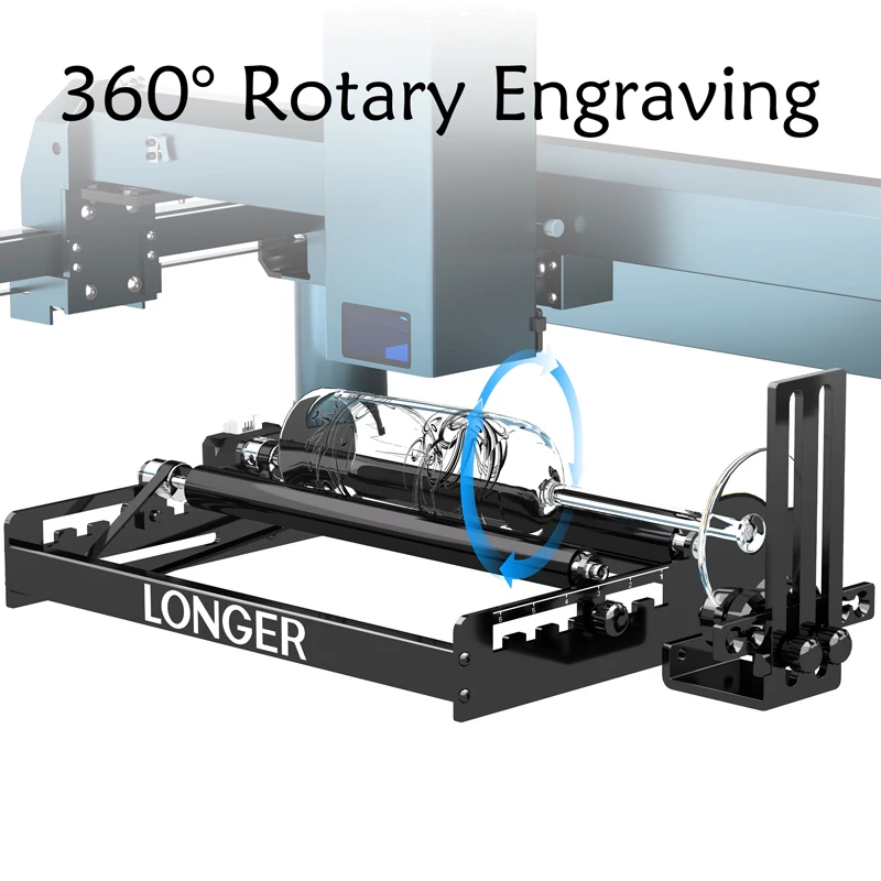 LONGER Laser Rotary Roller Kit For Laser Engraver Cutting Machine Engraving Cutting Cylindrical Object Bottles Cans