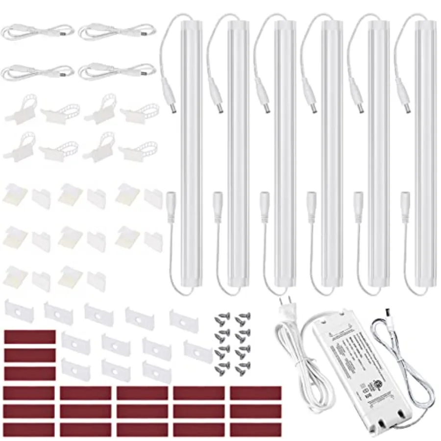 

Under Cabinet LED Lighting Kit Dimmable by AC Wall Dimmer. Plug in or Hardwired LED Driver. Super Bright Linkable Light Bar for