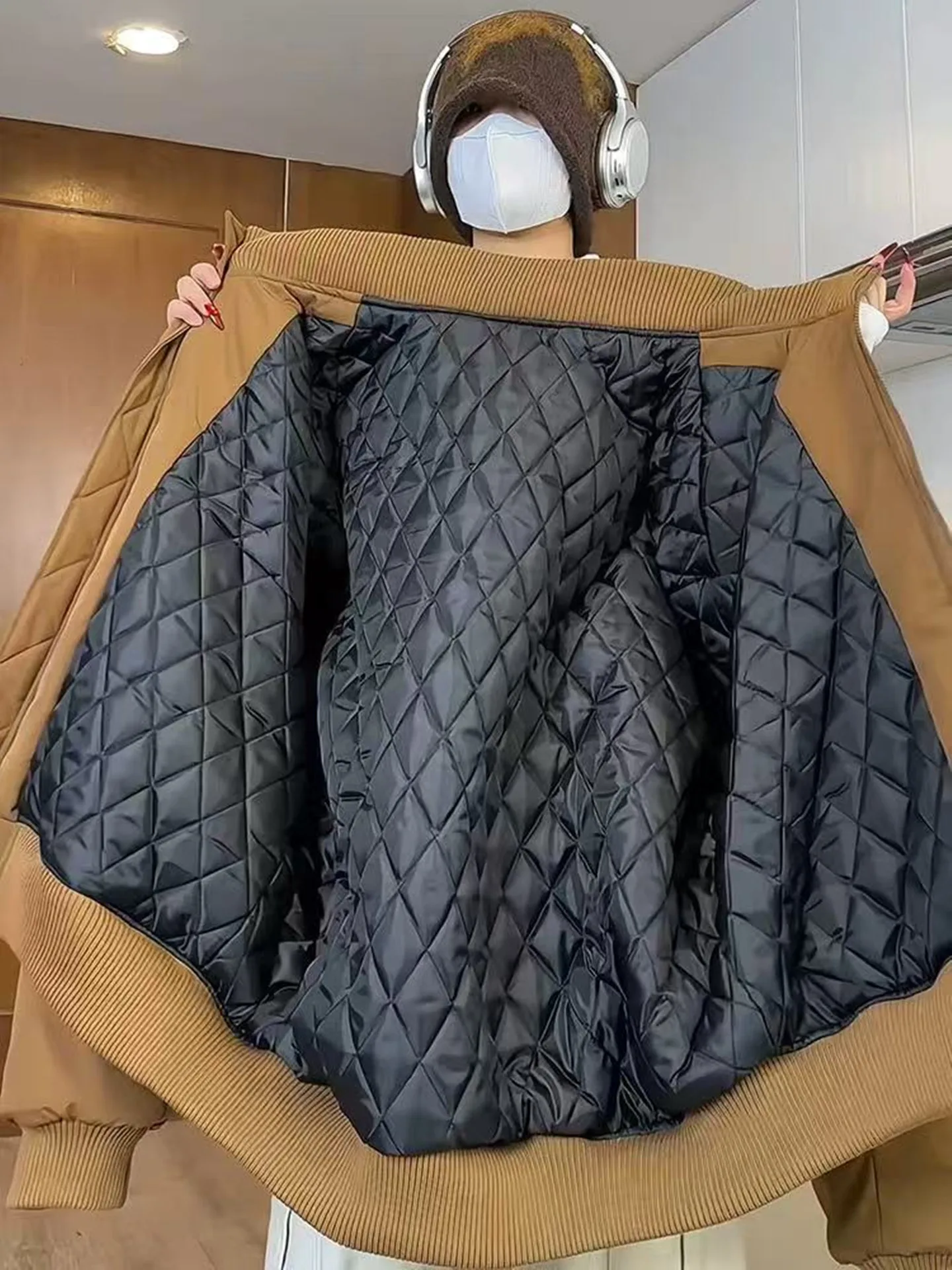 

Thiened American Sle Bomber Flight Jaet, мужское осенне-зимнее хлопковое пальто, бейсбольное пальто с воротником-стойкой, на молнии, теплое