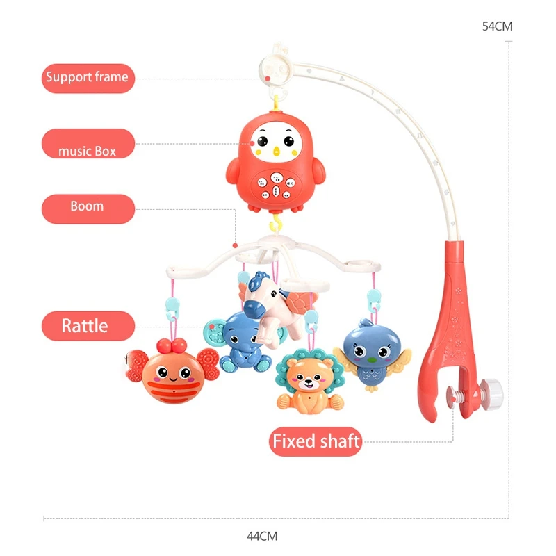 Baby Rattles Crib Nursery Mobiles Holder Rotating Mobile Bed Bell Musical Box Projection 0-12 Months Infant Baby Toys