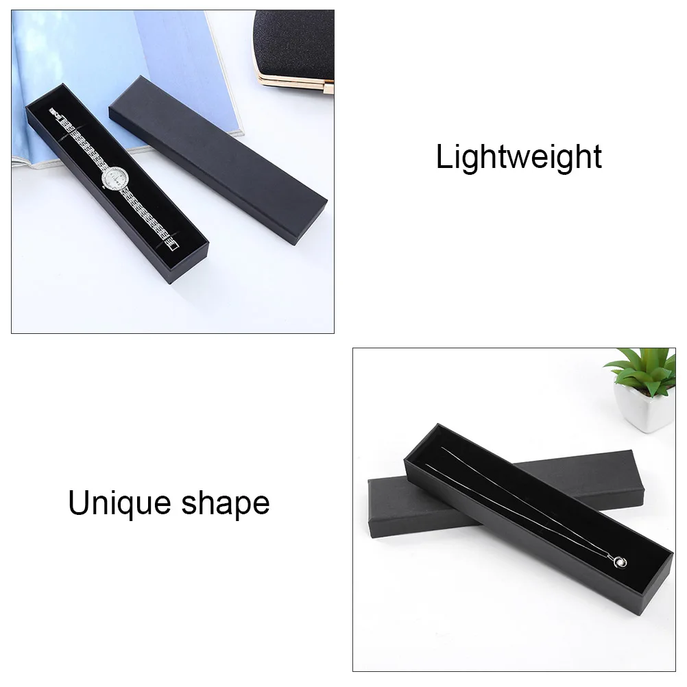

6 Pcs Black Rectangular Watch Box 5x3x22 5cm Jewelry Storage Sponge Pad Necklace Bracelet Gift Case Display ganizer Home Decor