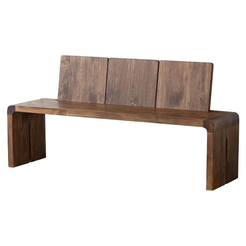 

Solid wood backrest bench, log, dining stool, bedroom, end of bed, stool entry