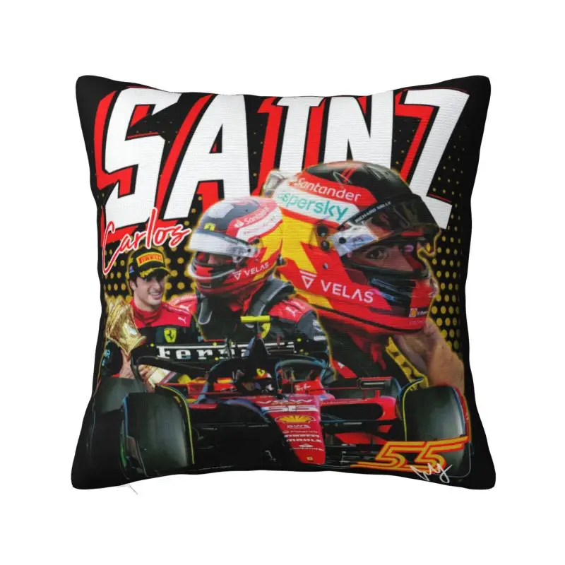 Custom Carlos Sainz 55 Formula Racing Driver Vintage Cushion Covers Soft Nordic Pillow Case