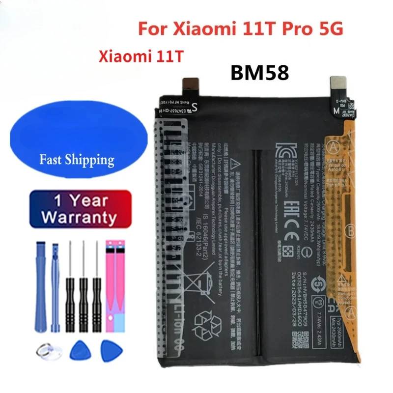 Xiao mi Original Battery For Xiaomi 11T Pro 5G 11TPro BM58 Phone Battery 5000mAh Replacement Batteries In Stock