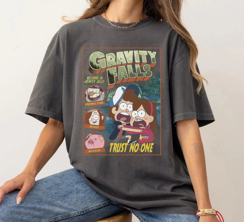 

Disney Gravity Falls Nobody's Afraid Dipper and Mabel T-shirt Disneyland Family Matching Tees Women Men Couple Tops Hot-selling