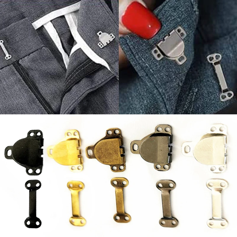 10set Metal Buckle Hook Trousers Hook Suit Pants Hook Button Skirt Trousers Hook Button Hanger Buckle Fittings Garment Hooks