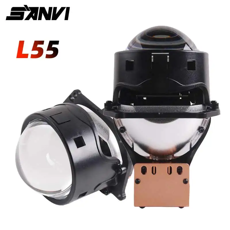 SANVI 2PCS 3.0'' L55 Bi LED Lente de Proyector Láser para Faros Delanteros de Automóvil con Marco Hella 3r G5, 70W 5000K