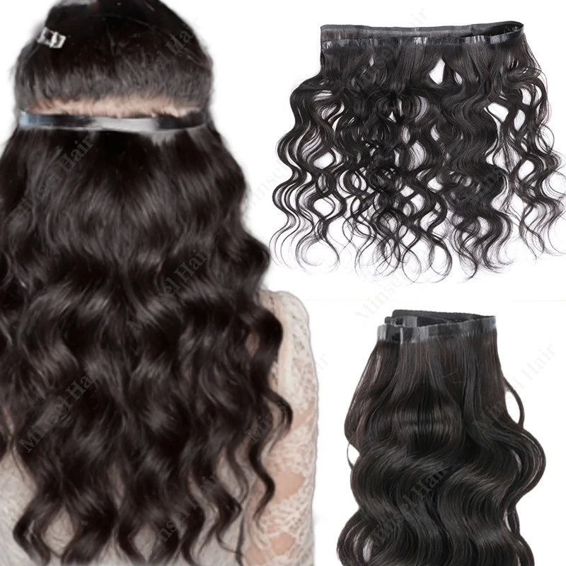

Long Weft Tape In Hair Extensions Wavy Tape in Extension Human Hair Bundles Body Wave Straight 40/50G Per Piece 14-24inch