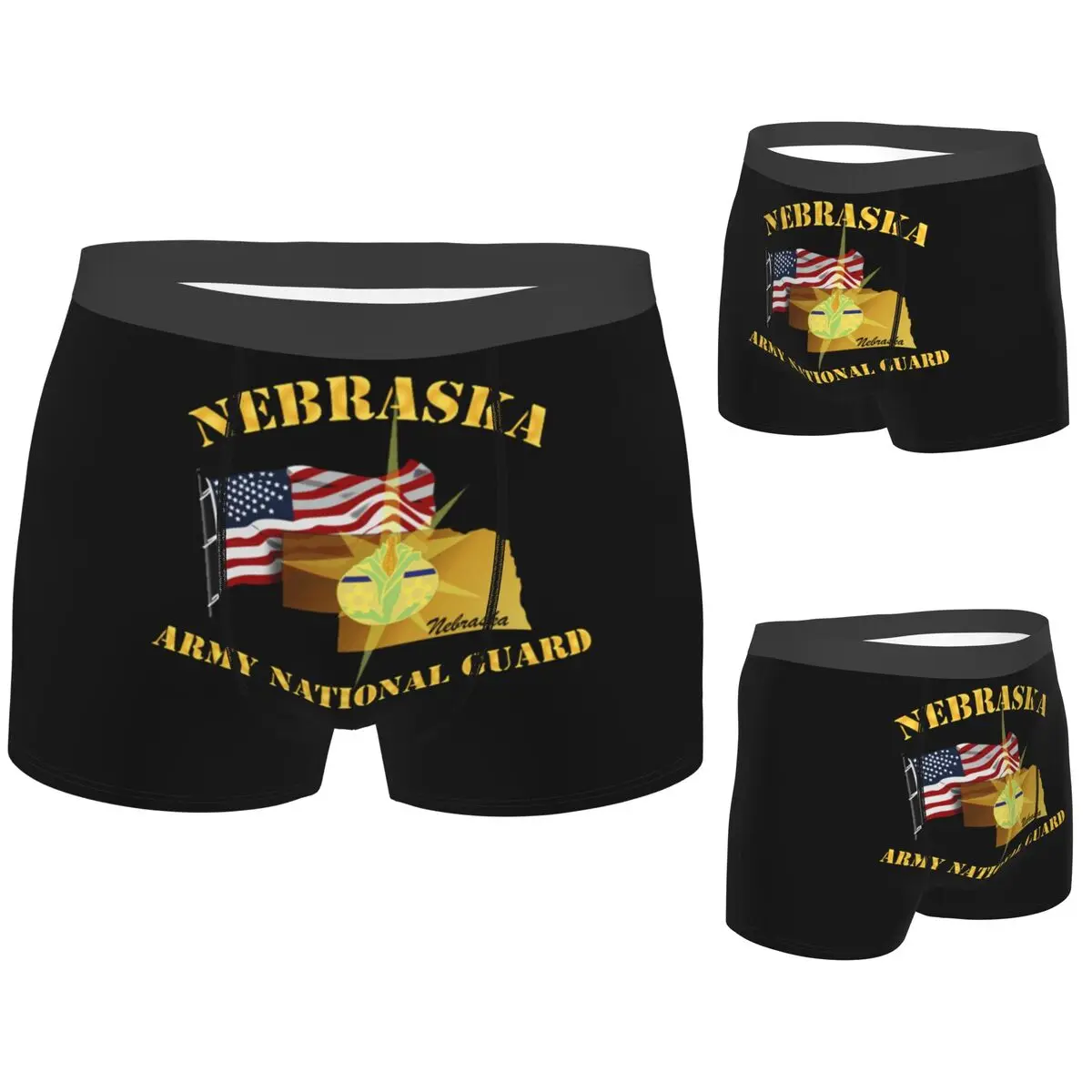 

Boxer Underpants Shorts Nebraska Army National Guard Arny W Flag Panties Men's Comfortable Underwear for Homme Man Gifts