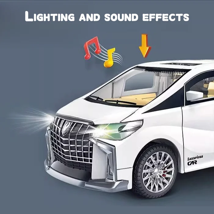 Modèle de voiture Elfa voiture jouet pour enfants avec lumières, musique, ouverture de porte, modèle de voiture pour garçons, voiture d'affaires de simulation inertielle, pour enfants