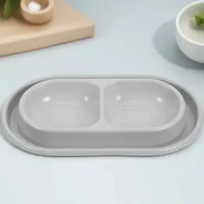 

Set Gray Dual Food Water Feeder For Cats Small Dogs Cat Feeder Bowl Small Dog Bowls Kitten Puppy Pet Bowl