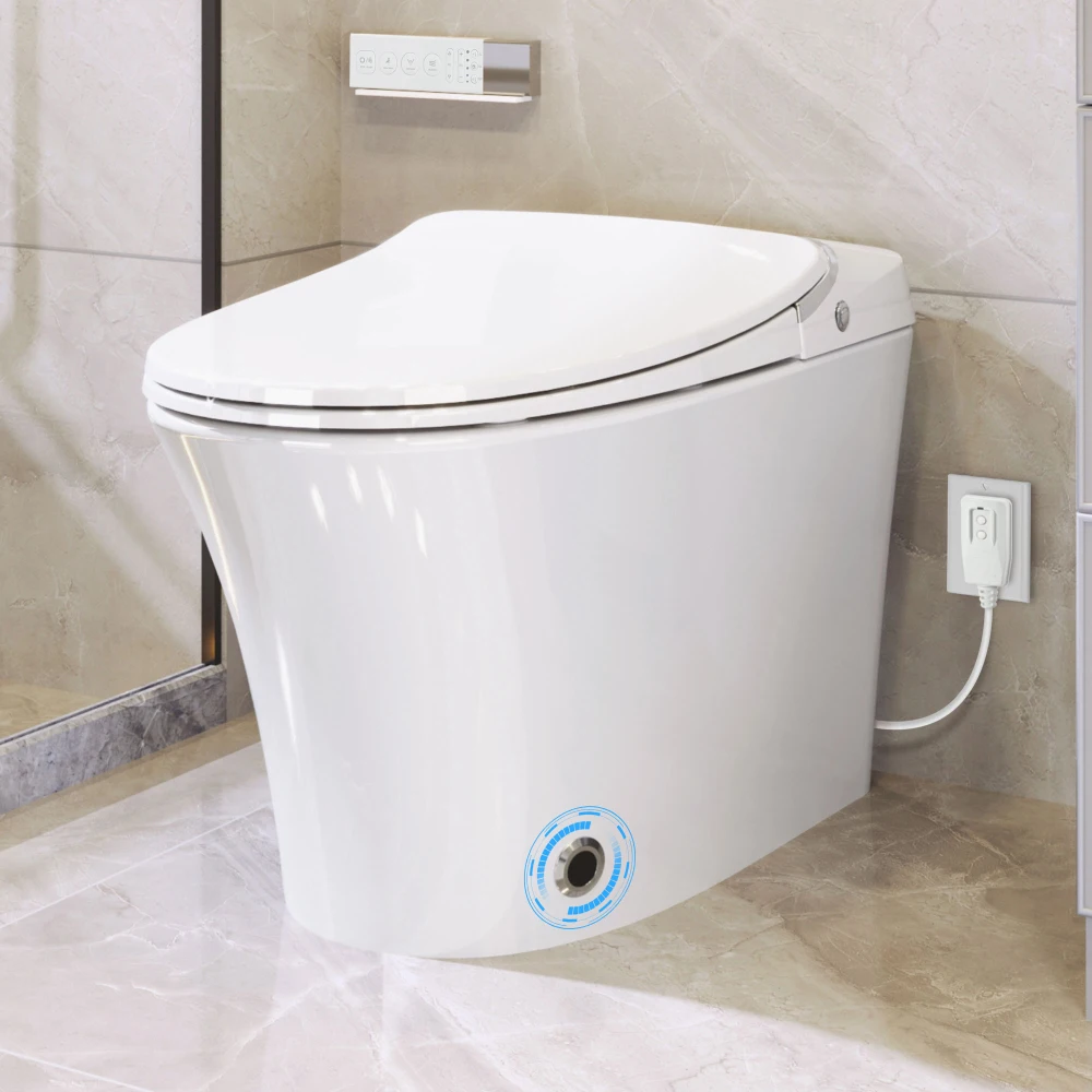 Luxury Smart Toilet with Dryer and warm water,  Elongated Bidet Toilet with Heated Seat, with Remote Control, LED Night Light