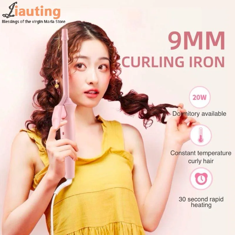 Mini Hair Curling Iron 9mm Curler Wand Professional Curly Tongs Ceramic Electric Salon Styling Tool Small Crimping Iron Curler