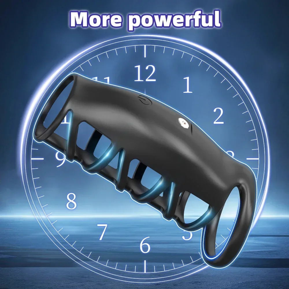 تهتز خاتم الديك القضيب الدائري للرجال القذف تأخير العفة قفص القضيب تمديد هزاز السلع الكبار لعبة الجنس للرجال #2