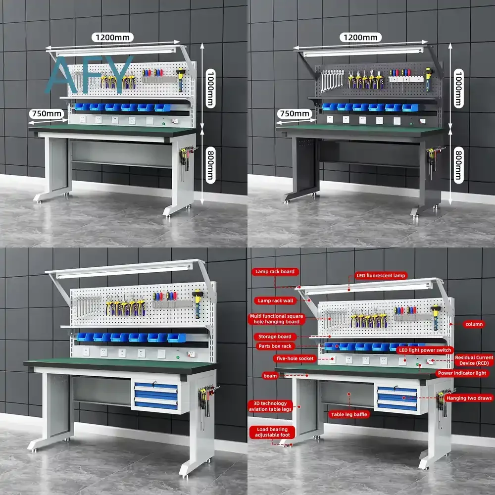 Heavy Duty Anti Static Clamp Workbench for Adjustable Height Thick Stainless Steel Load Capacity 1000 kg OEM 10 Year Warranty