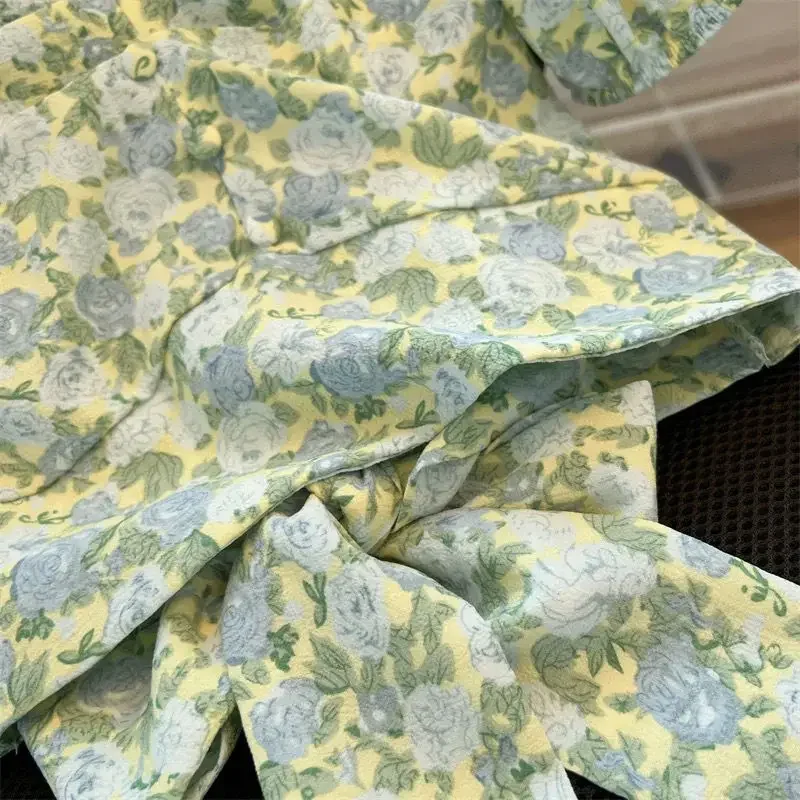 Chiffon Blouse Women's Design Sense Summer Back Tie Top New Style Elegant V-Neck Short Sleeve Floral