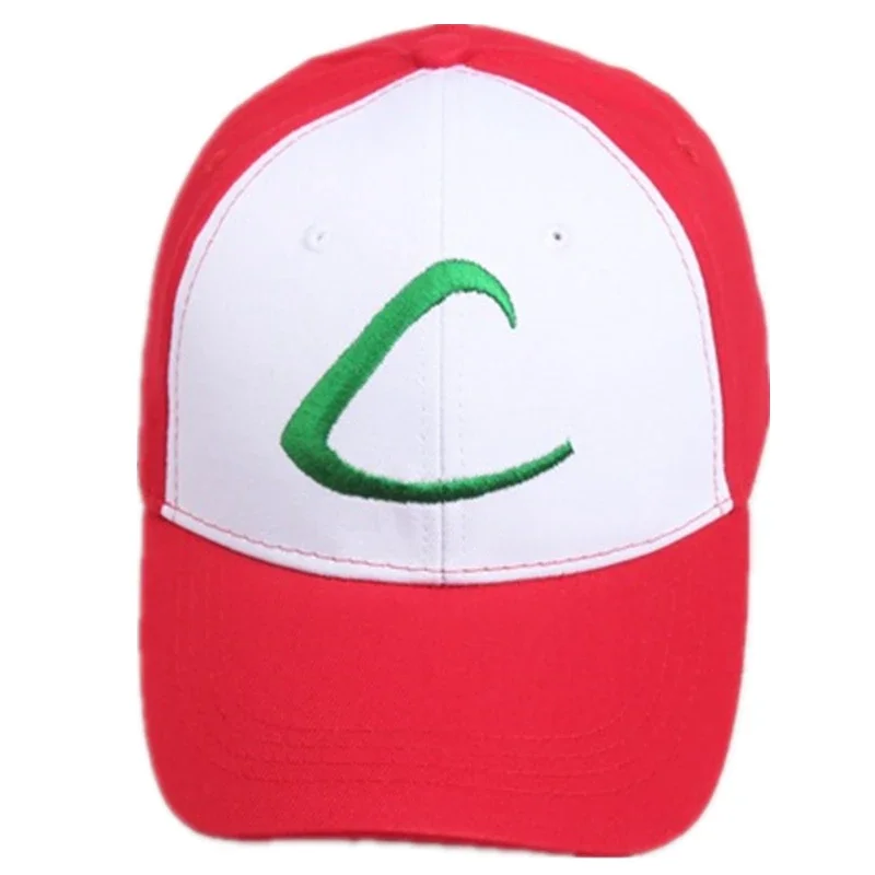 Ash Ketchum Cosplay Hat Embroidery Baseball Cap Adjustable Cartoon Hat Pet Elf