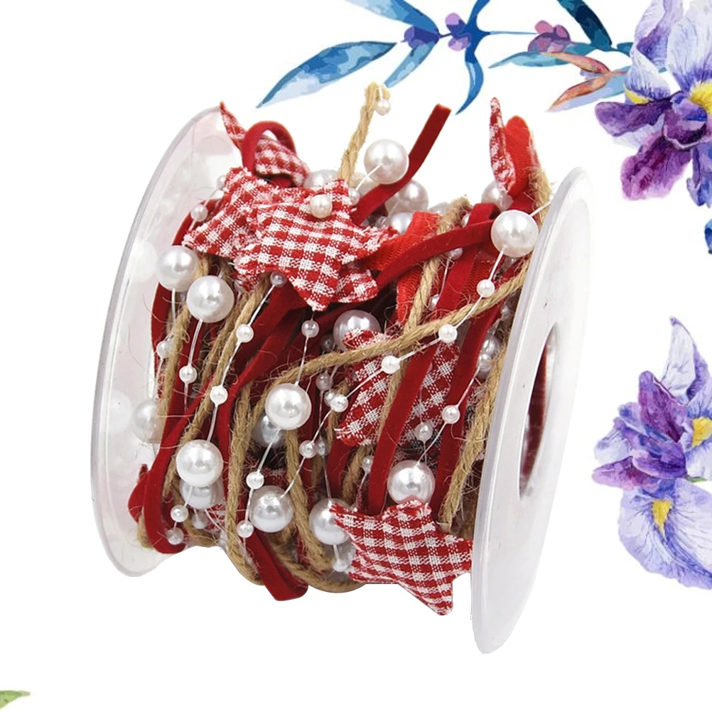 

Pentagram Bead Christmas Decorations Xmas Ribbon Ribbon for Tree DIY Craft Gift Box Packaging Holiday Festival