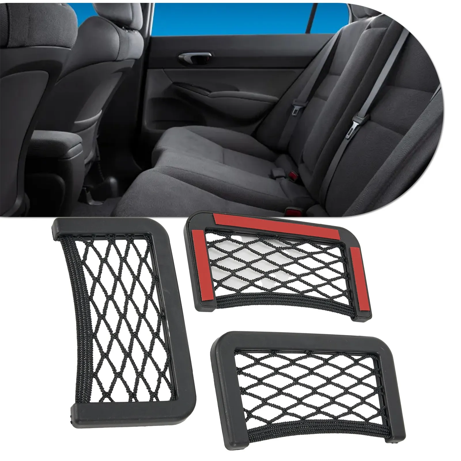 

Высококачественная автомобильная сетка для хранения, сетчатая сумка для хранения, удобный двусторонний органайзер, сетка для сиденья, аксессуары на спине, черный автомобиль