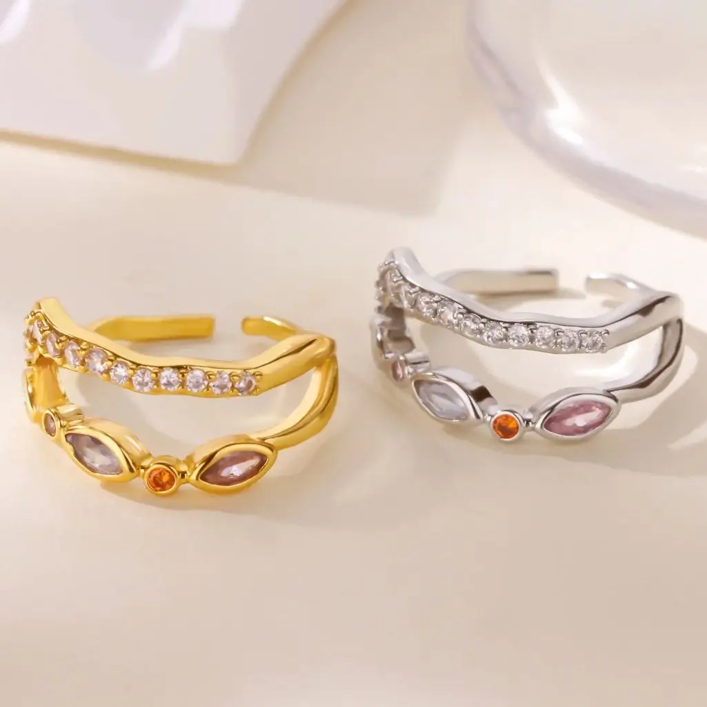 

Zircon Geometric Owl Rings For Women Gold Color Stainless Steel Owl Adjustable Ring Halloween Christmas Jewelry Gifts