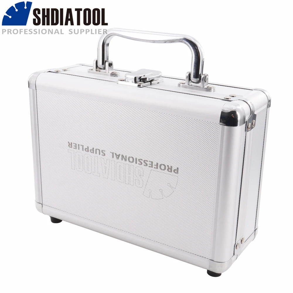 Imagem -04 - Shdiatool-kit de Brocas de Diamante com Caixa de Alumínio Triângulo Shank Hand Tool Perfuração de Cerâmica Granito 665 mm 11 Pcs Set