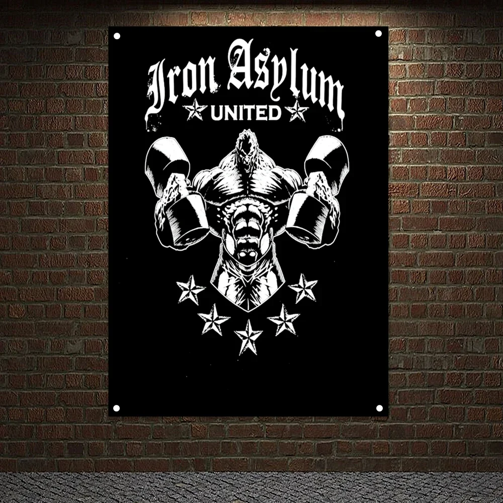 Man Muscular Body Poster Workout Hanging Cloth Wall Art Training Motivation Banners Flags Exercise Canvas Painting Home Decor