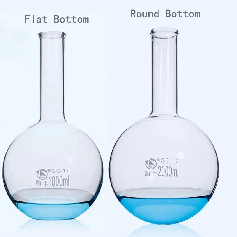 1pcs Lab Glass 50ml/100ml/150ml/250ml/500ml/1000ml/2000ml Round/Flat Bottom Long Neck Flask for  Chemistry Experiment