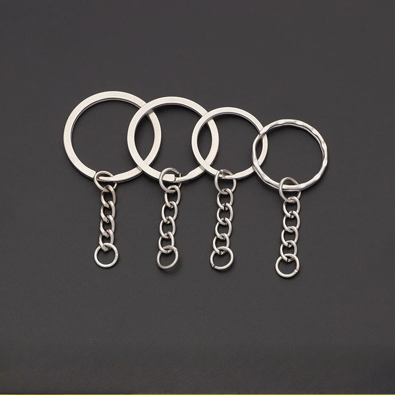 Image of 10/50/100 Stück versilberter Metall-Rohling-Schlüsselanhänger, geteilter Ring, Schlüsselanhänger, Schlüsselanhänger, Ringe, DIY-Ergebnisse, Herstellung von Schlüsselanhängern, Zubehör