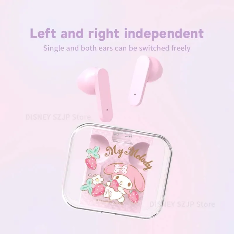 Sanrio bezprzewodowe słuchawki Bluetooth Kuromi Cinnamoroll Cute Cartoon słuchawki douszne HIFI dźwięk zestawy słuchawkowe z redukcją szumów długa