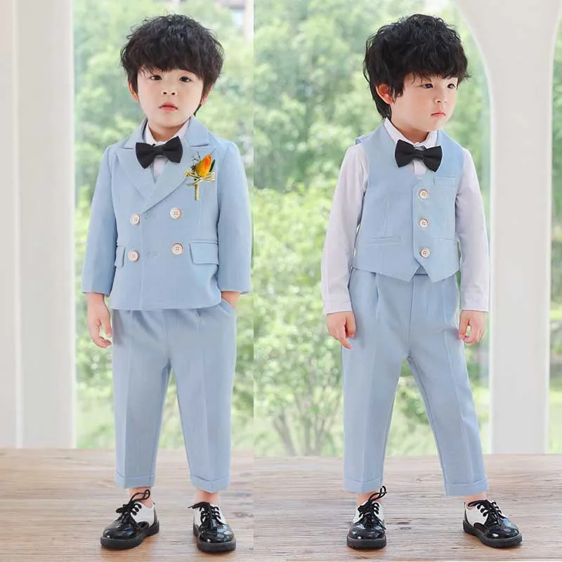 

Boys Girls Formal Ceremony Costume Kids Birthday Wedding Party Dress Performance Tuxedo Set Children Slim Fit Photography Suit