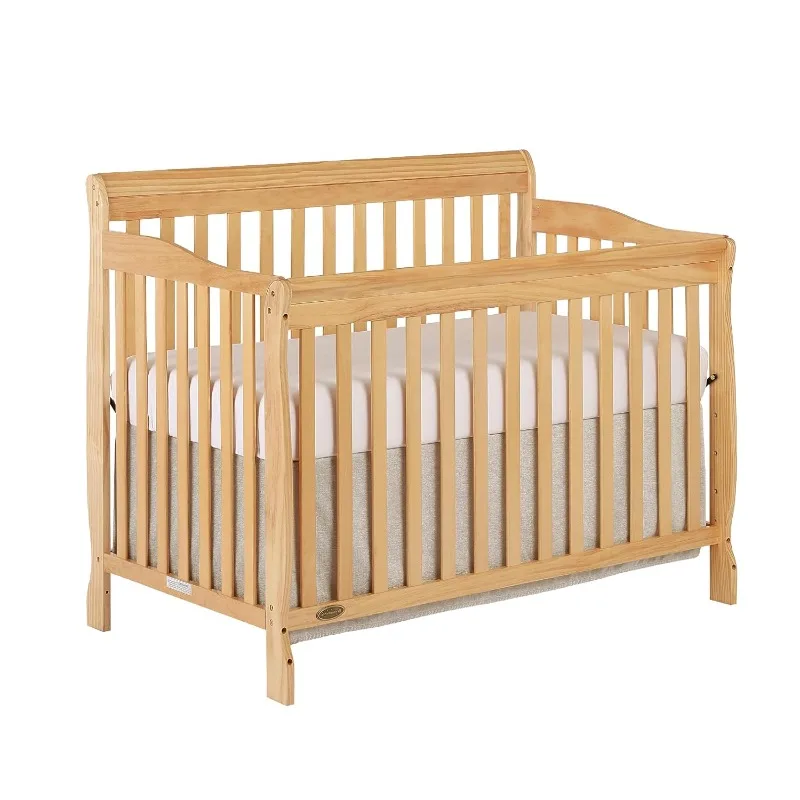

4-In-1 Convertible Crib In Natural, Greenguard Gold, JPMA Certified, Non-Toxic Finishes, Features 4 Mattress Height