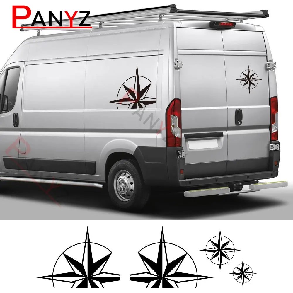 Car Stickers Camper Van Motorhome Compass For Peugeot Boxer Citroen Jumper Fiat Ducato Mercedes Sprinter VW Crafter Accessories