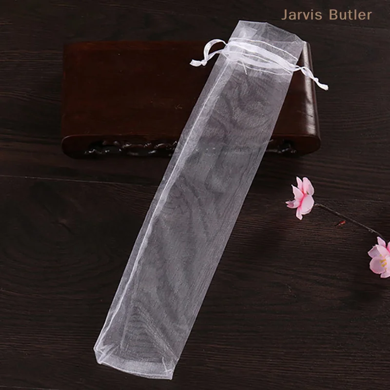 10pcs Folding Hand Fan Pouch Drawstring Organza Bags Folding Fan Pocket Bag For Outdoor Wedding Party Favor Gift Bags