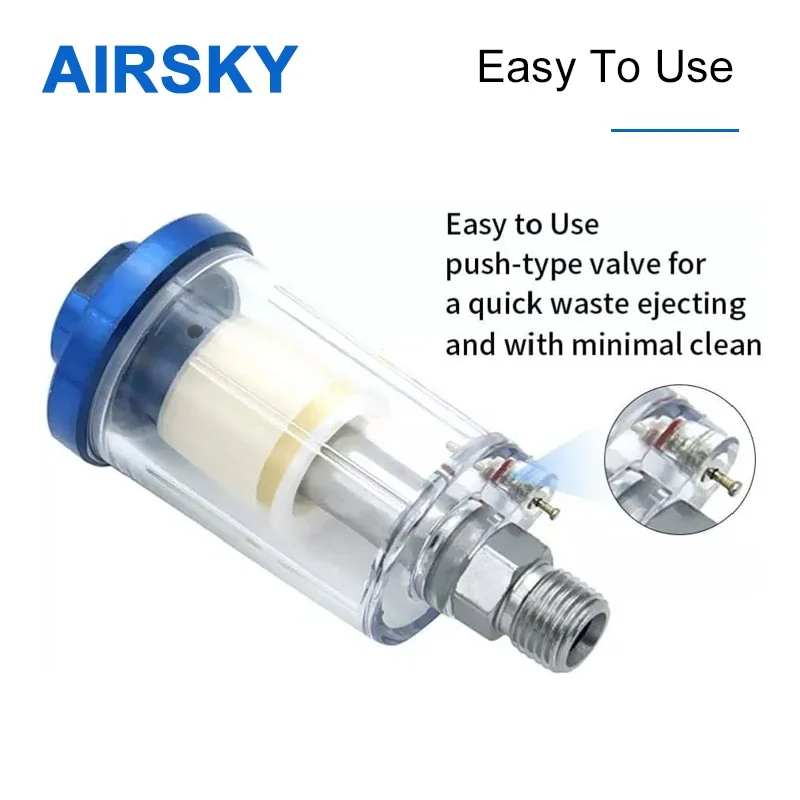 1/4 Inch Thread Air Oil Water Separator Filter Clear Painting Moisture Separator Water Trap for Sprayer Air Compressor Spray Gun
