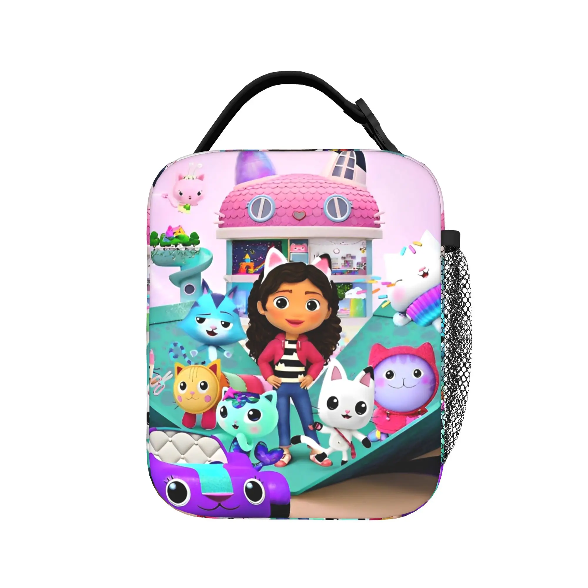 Cartoon Cute Gabbys Doll Houses Insulated Lunch Bags Cooler Bag Reusable,Meal Container  Leakproof Tote Lunch Box Food Bag