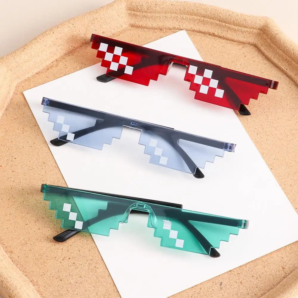 

Retro Halloween Pixelated Mosaic Glasses Novel Cosplay Party Glasses Funny Shades for Men & Women