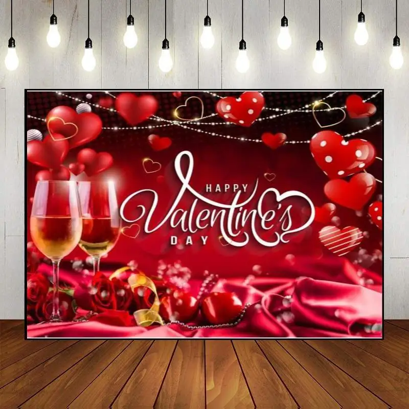 

Sumind Happy Valentine's Day Backdrop Banner Heart Photography Large Size Valentine's Day Background Banner Party Decorations