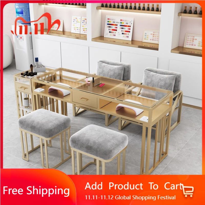 

Light Luxury Manicure Table High Quality Aesthetic Designer Accessories Mesa Nail Desk Reception Easy Clean Nageltisch Furniture