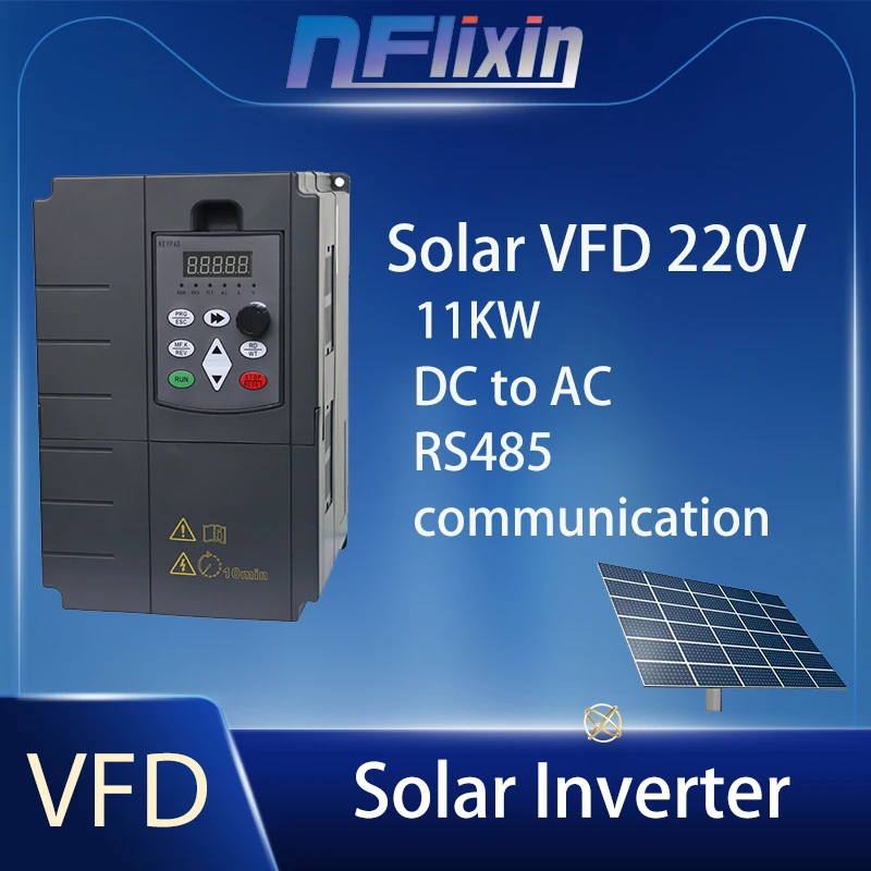 Hot ！Solar VFD Inverter 11/15/18.5/22/30/37/45/55KW DC 200V-400V Input 220V 3P Output motor Variable Frequency Drive Inverter