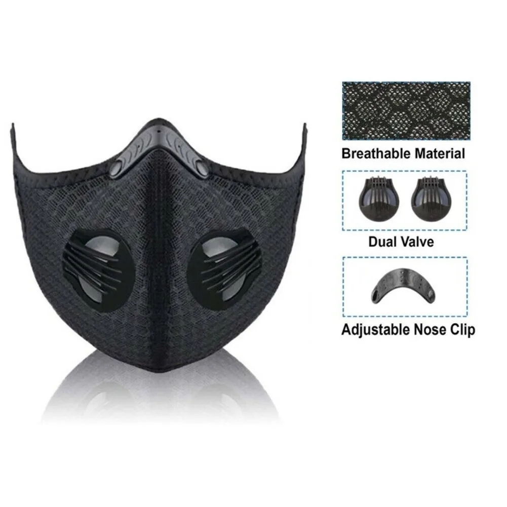 Ciclismo dobrável capa facial respirando máscara facial esporte ao ar livre anti-poluição pm2.5 boca capa filtro máscaras de segurança reutilizáveis lavável