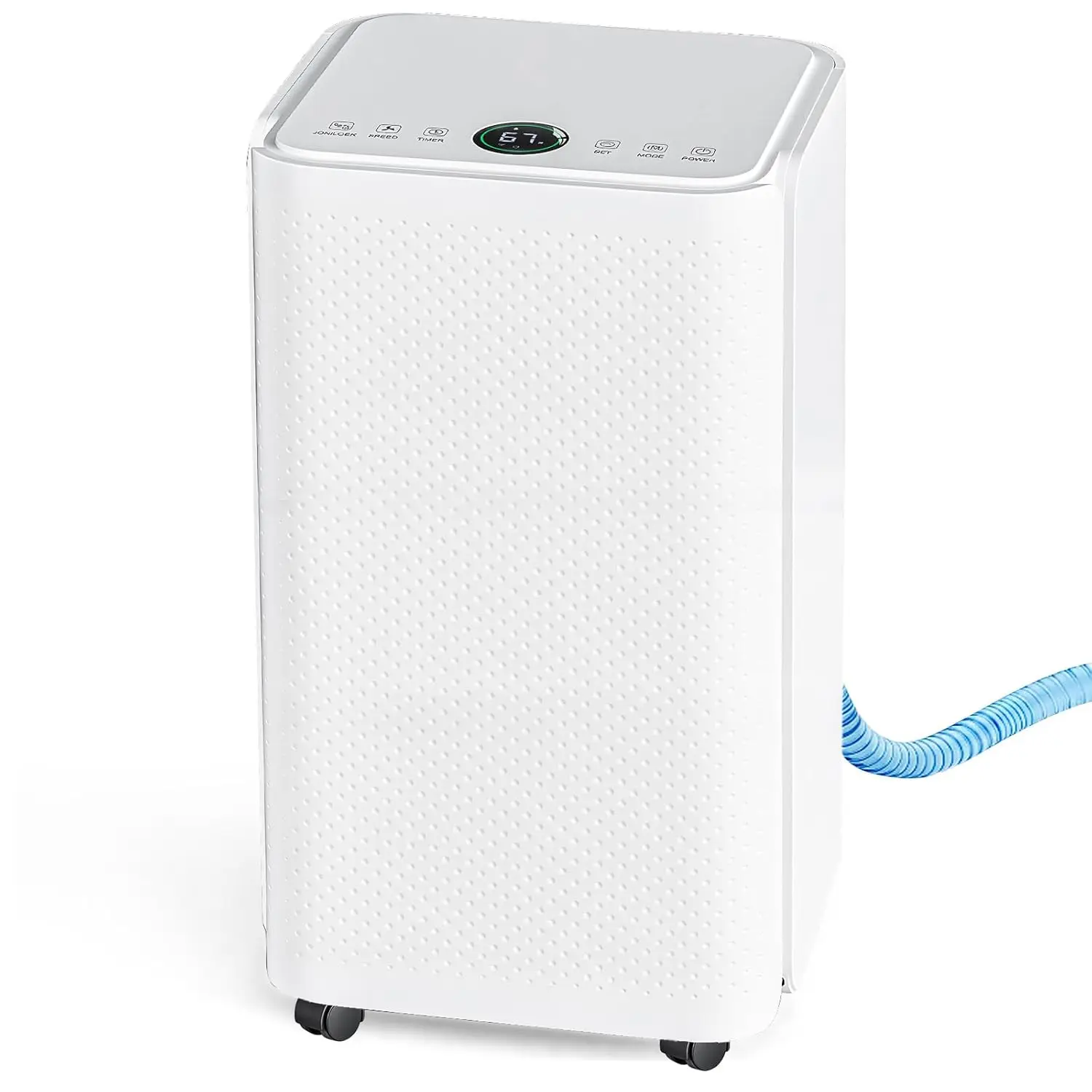 

30-Pint Dehumidifier with Drain Hose, 2000 Sq.Ft Coverage, 0.53-Gallon Tank, Low 38dB Noise, Smart Humidity Control for Home