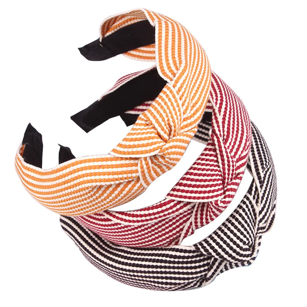 3Pcs Cloth Knit Knotted Hair Hoops Comfortable Hair Bands for Women Party Meeting Daily Use Black Red Yellow